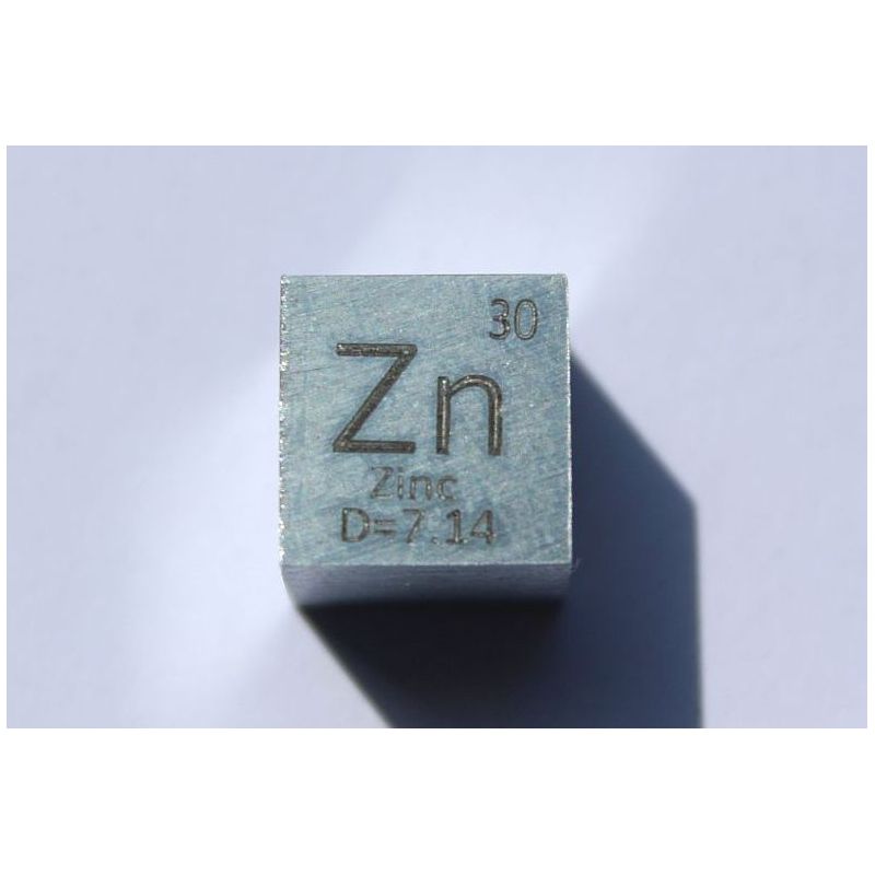Zinková kovová kostka Zn 10x10mm leštěná 99,99% čistota kostka