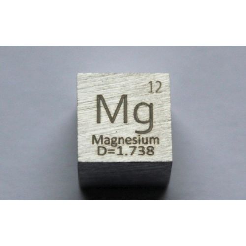 Hořčík Mg kovová kostka 10x10mm leštěná kostka čistoty 99,95%