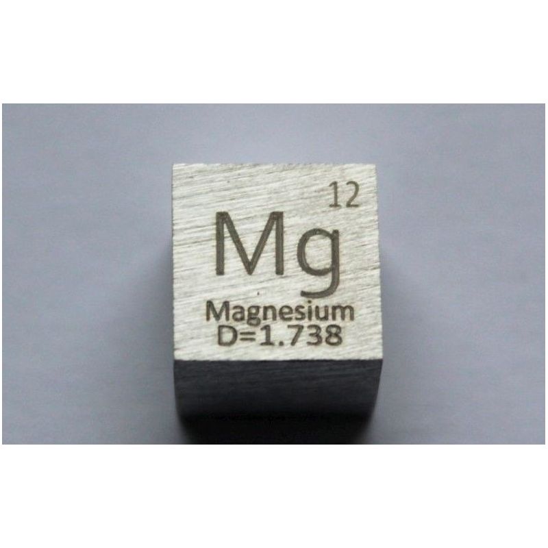 Magnesium Mg kovová kostka 10x10mm leštěná 99,95% čistota kostka