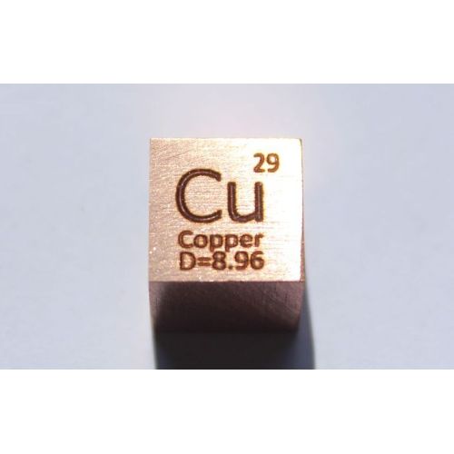 Měď Cu kovová kostka 10x10mm leštěná kostka čistoty 99,95%