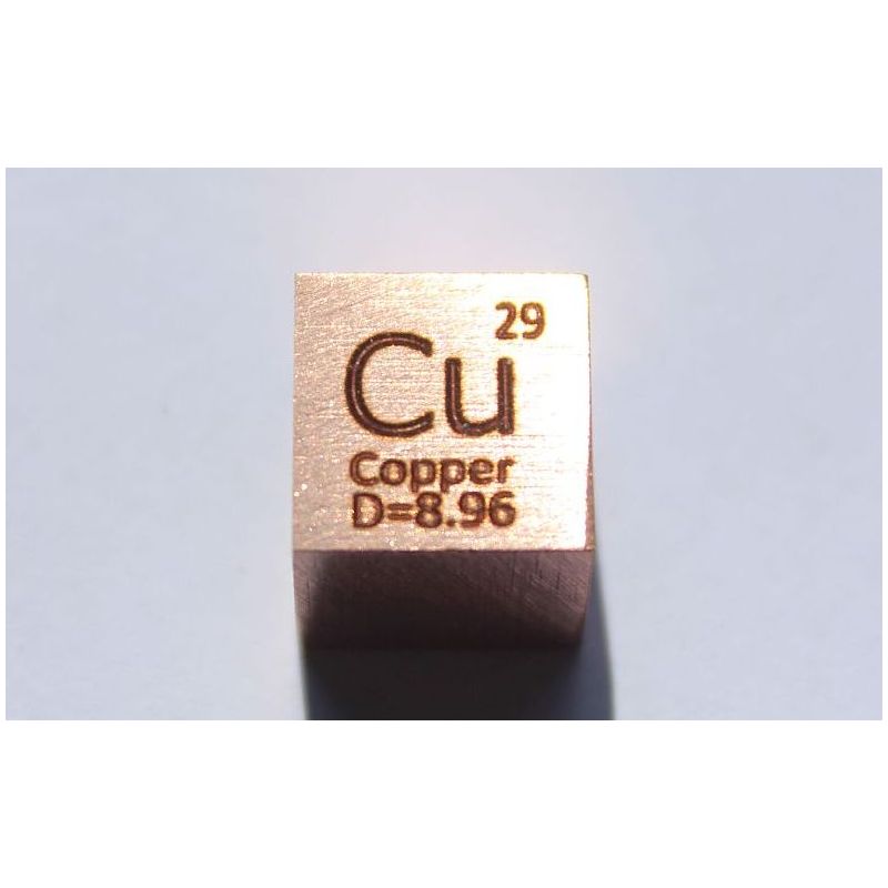 Měděná Cu kovová kostka 10x10mm leštěná 99,95% čistota kostka