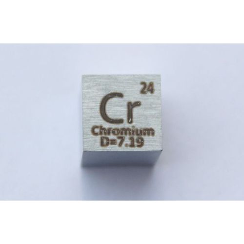 Chrom Cr kovová kostka 10x10mm leštěná kostka o čistotě 99,7%