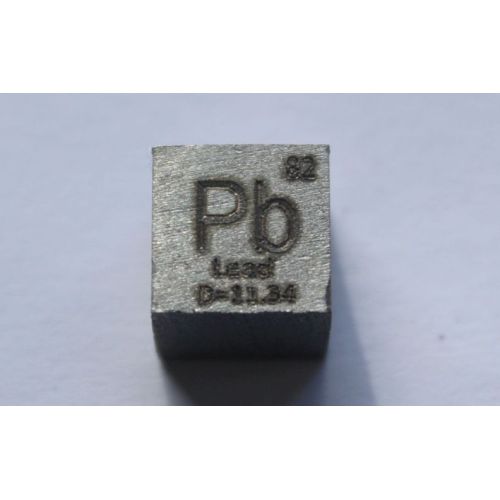 Olovo Pb kovová kostka 10x10mm leštěná 99,99% čistota kostka