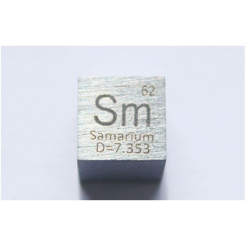 Samarium Sm kovová kostka 10x10mm leštěná kostka čistoty 99,95%