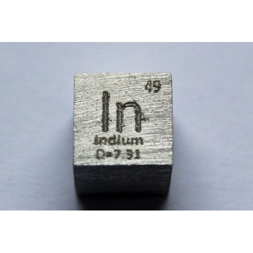 Indium In kovová kostka 10x10mm leštěná 99,995% čistota