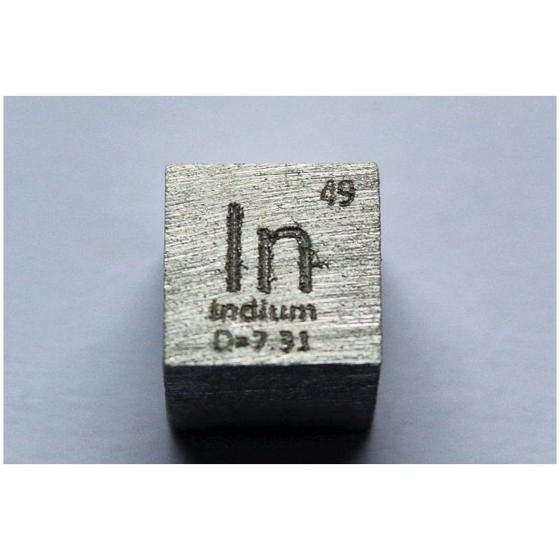 Indium V kovové kostce 10x10mm leštěné kostce o čistotě 99,995%