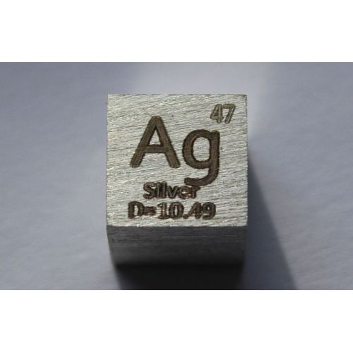 Stříbrná Ag kovová kostka 10x10mm leštěná 99,99% čistota kostka