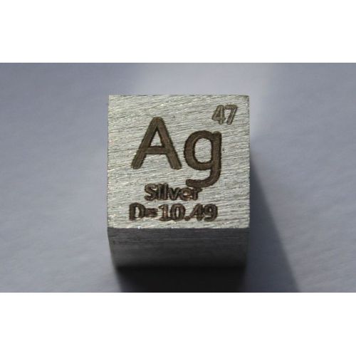 Stříbrná kovová kostka Ag 10x10mm leštěná kostka o čistotě 99,99%