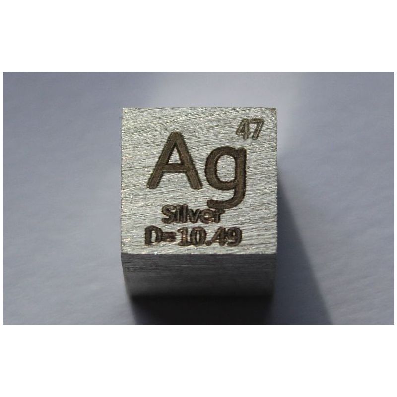 Stříbrná Ag kovová kostka 10x10mm leštěná 99,99% čistota kostka