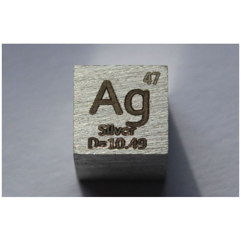Stříbrná kovová kostka Ag 10x10mm leštěná kostka o čistotě 99,99%