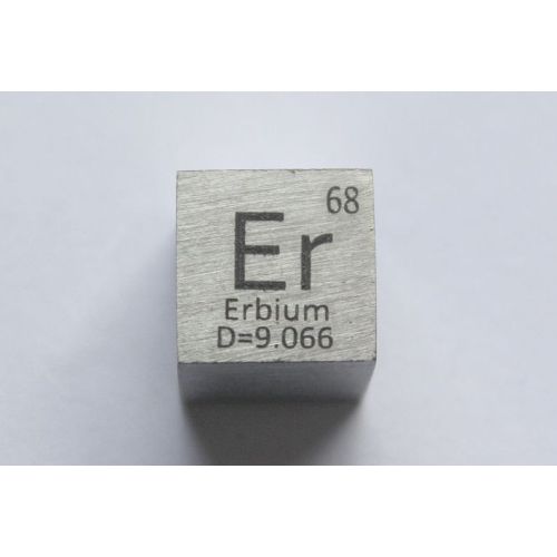 Erbium Er kovová kostka 10x10mm leštěná kostka o čistotě 99,9 %