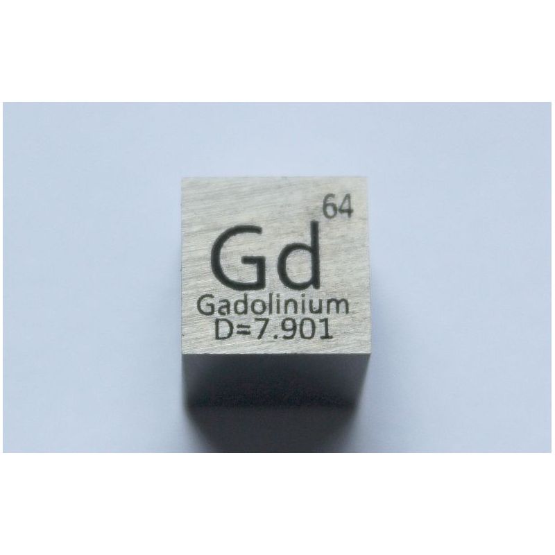 Gadolinium Gd kovová kostka 10x10mm leštěná 99,99% čistota kostka