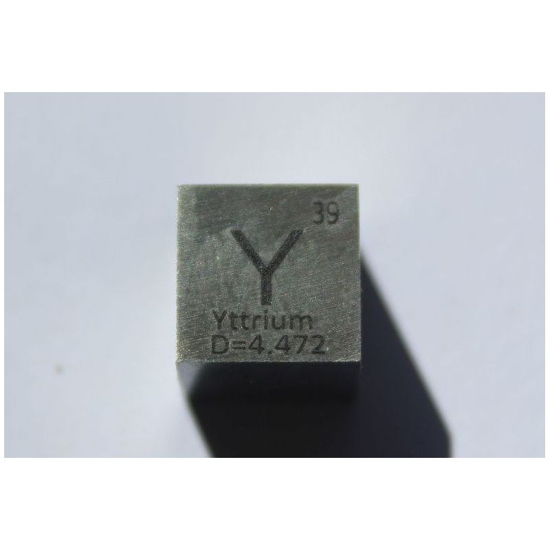 Yttrium Y kovová kostka 10x10mm leštěná kostka o čistotě 99,9 %
